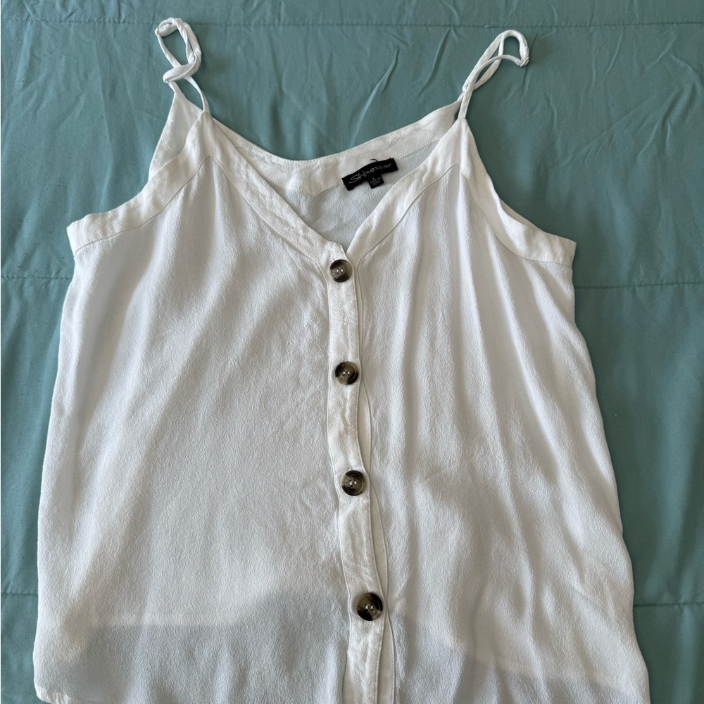 White Button-Down Camisole Top